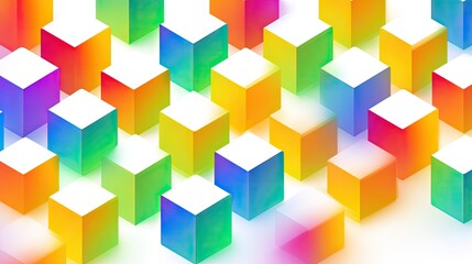 Colorful three dimensional cubes seamless geometric pattern with vibrant gradient lighting modern digital illustration