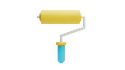 Yellow Paint Roller with Blue Handle