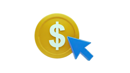 3D Icon: Cursor Clicking on Dollar Coin