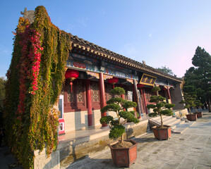 Buddhist temple building in autumn