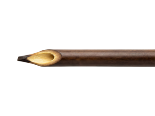 Bamboo Quill Pen Nib Close-up - Traditional Writing Tool on White Background