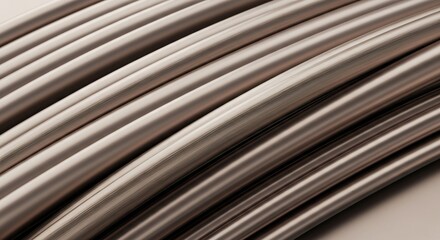 Diagonally arranged parallel metallic tubes with a smooth reflective bronze finish creating a sleek abstract pattern