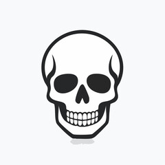 Fototapeta premium A spooky black human skull and crossbones vector illustration serves as a scary pirate symbol or Halloween horror icon featuring detailed anatomy and teeth for a dead skeleton art design