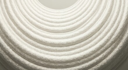 Parallel white textured cords forming undulating curves and a soft Ushape