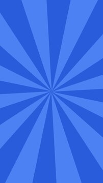Comic book dodger blue royal blue background with rays animation, colorful radial speed lines from middle to the outside seamless loop abstract line rays sunburst manga anime cartoon vertical backdrop