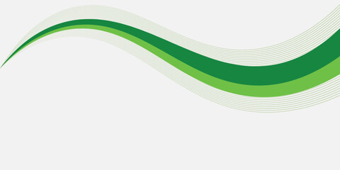Abstract white and green wave wide background banner with smooth flowing curves, modern clean gradient design suitable for website headers, corporate presentations, flyers, brochures, branding layouts