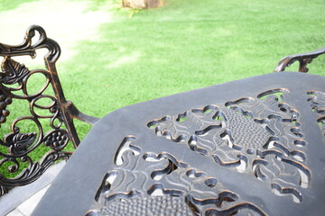 vintage metal chair in the garden