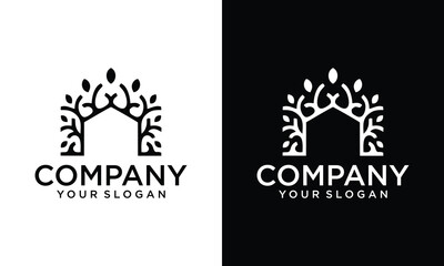 Creative tree house logo vector design