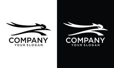 Creative letter R with road runner logo design vector art	