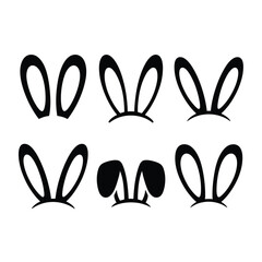 Set of cute black bunny ears, design for party photo booth props, halloween costume, or easter holiday accessory