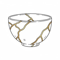 A Traditional Kintsugi Bowl Embodying the Beauty of Imperfection and Repair