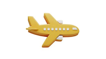 Yellow 3D Airplane Icon