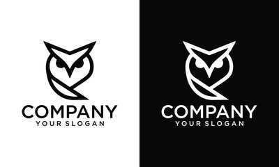 Creative simple minimal owl logo icon in trendy line linear hipster style