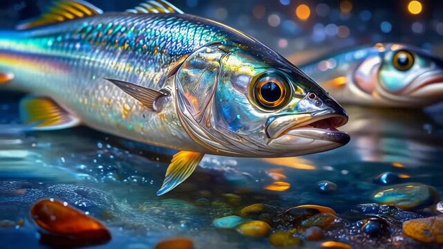 鋭い目をした魚の表情を捉えた臨場感あふれる接写描写