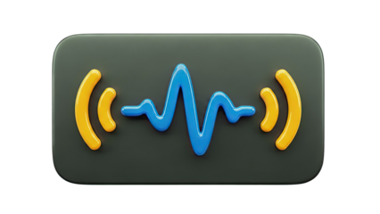 3D Audio Waveform and Signal Icon