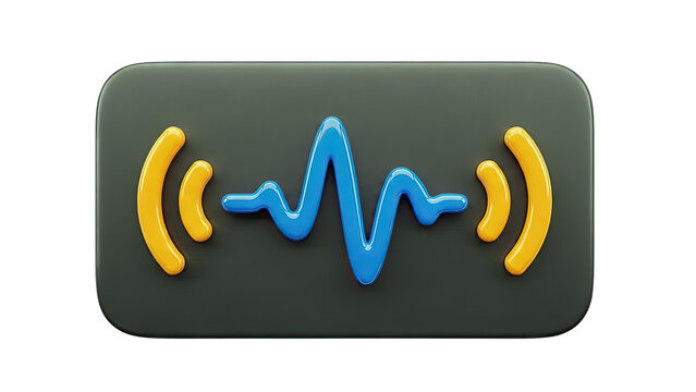 3D Audio Waveform and Signal Icon - Powered by Adobe