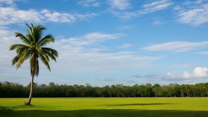 Fototapeta premium Serene tropical landscape with lone palm tree
