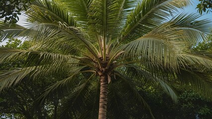 A tall palm tree standing alone in a tropical environment