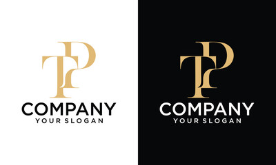 Creative Abstract Minimal Letter TP PT Initial Based Stylish Monogram Logo Design Vector.