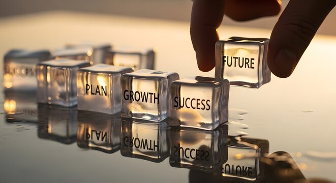 Hand Building Blocks Future Success Growth Plan
