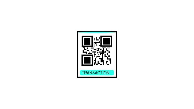 Scanning QR Code with Smartphone. Scan QR code barcode Transaction animation . QR code Virtual Payment ,cashless technology concept for white background.Animation video..