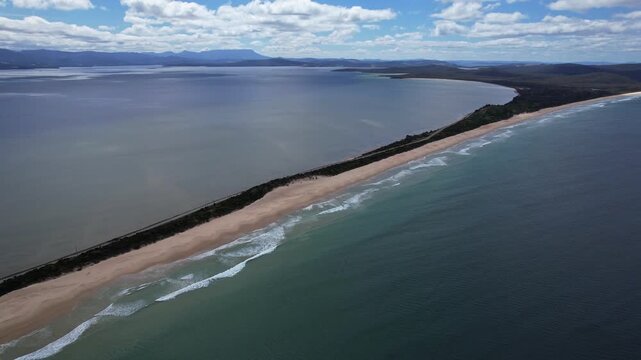 Simpsons Bay, Neck Reserve, South Bruny, Tasmania, Australia - Aerial Drone Shot