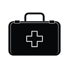 Obraz premium First Aid Kit Silhouette Icon Vector Illustration