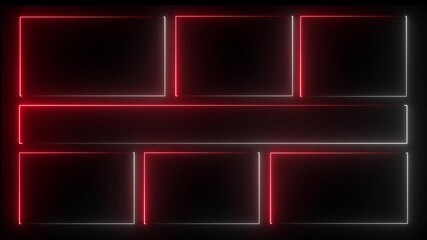 Square neon rectangle picture frame icon animation glowing neon light white and red color display neon box rotation footage shape round seamless border retro movement on black background. 4k animation - Powered by Adobe