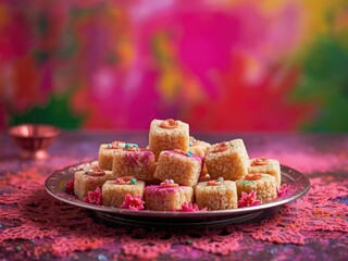 Plate of traditional indian sweets
