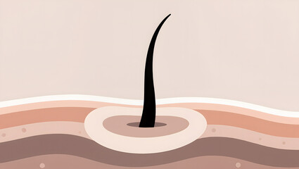 Abstract Single Hair Follicle Emerging from Skin Cross Section