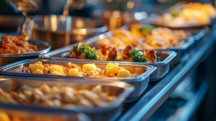 Buffet Display - A Culinary Feast of Diverse Dishes and Delicious Food Selections.