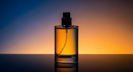 Perfume Bottle on Table at Sunset