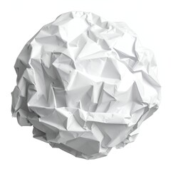 Obraz premium Crumbled paper sphere, white with shadows and light, isolated on white