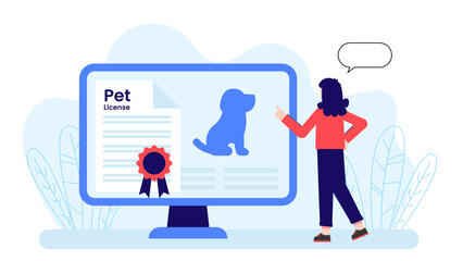 Online Platform for Pet License Applications. Flat Vector Illustration