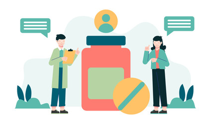 Biotech Firm Developing Personalized Supplement Regimens. Flat Vector Illustration