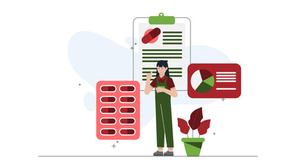 Biotech Firm Developing Personalized Supplement Regimens. Flat Vector Illustration