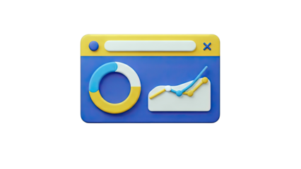 3D Infographic Elements: Donut Chart and Line Graph