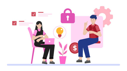 IT Team Implementing Post-Quantum Cryptography. Flat Vector Illustration