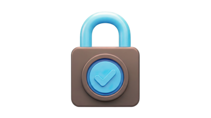 3D Lock with Checkmark Icon