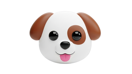 3D Cartoon Dog Face Emoji with Tongue Out