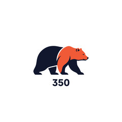 Obraz premium California bear logo with the number 350, a symbol of strength and nature.