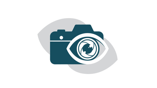Camera and eye combination represents vision, photography, and observation concepts.