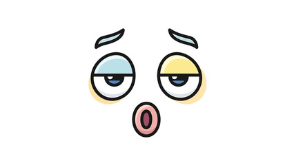 Obraz premium Cartoon face with tired eyes and open mouth expressing exhaustion and fatigue.