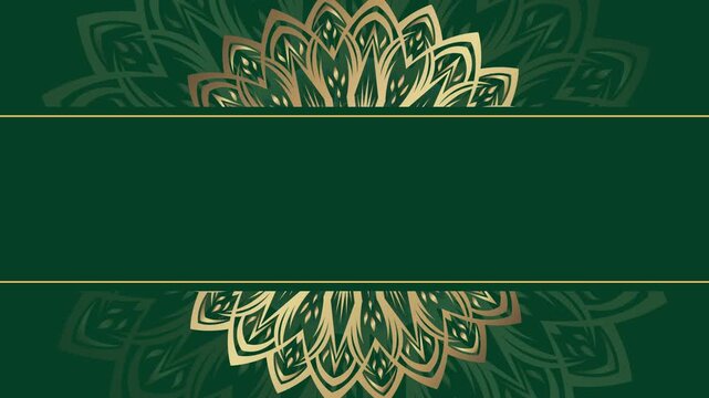Elegant Green and Gold Mandala Background with Copy Space.