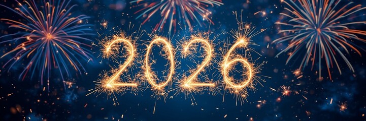 Happy New Year 2026 Sparkler Celebration