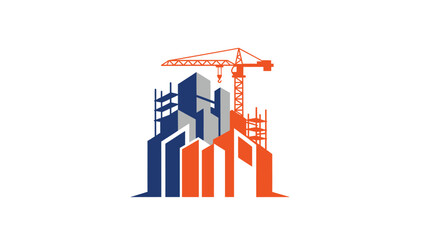 Obraz premium Construction site with buildings and a crane, representing urban development and progress.