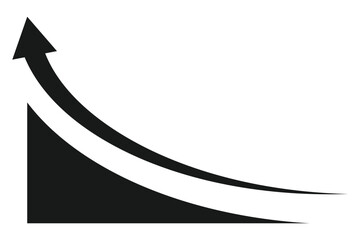 Black curved arrow pointing upwards on a white background