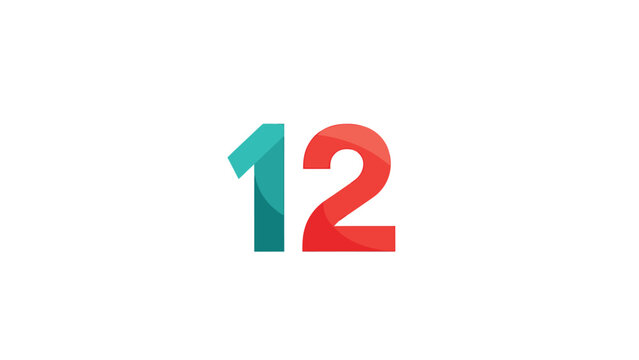 Colorful number twelve graphic design on a clean white background for visual appeal.