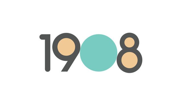 Creative design featuring the year 1908 with a unique and colorful style.