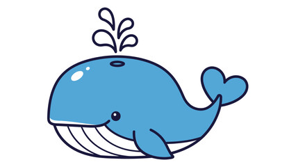 Obraz premium Cute cartoon whale with water spout, a friendly marine mammal illustration.